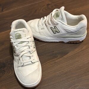New Balance 550 Cream and Green Sneakers